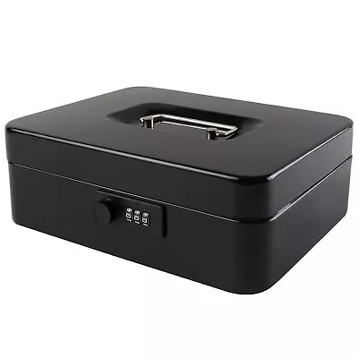 Large Cash Box With Combination Lock Safe Metal Money Box With Money Tray For... • $26.45