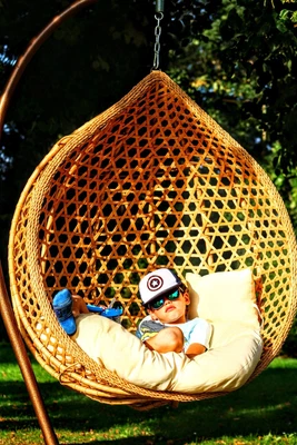 £180 • Buy Rattan Egg Chair Swing Outdoor Garden Patio Hanging Wicker Hammock Pod Chair