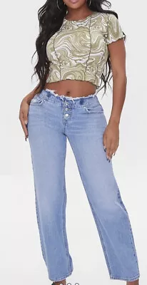 £17.60 • Buy Forever 21 Low Rise Bootcut Jeans Sz 25 Light Denim Button Fly New