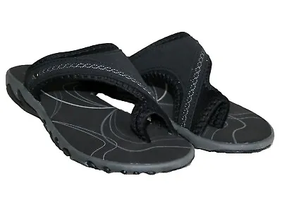 Ladies Black Front Toe-loop Sports Holiday Walking Sandals Sizes 3-8 • £14.99