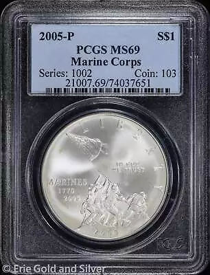 2005-P $1 Marine Corps Commemorative Silver Dollar PCGS MS 69 • $79.95