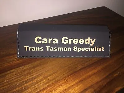 Desk Plate Name Bar Leatherette Personalised Custom Engraved • $40