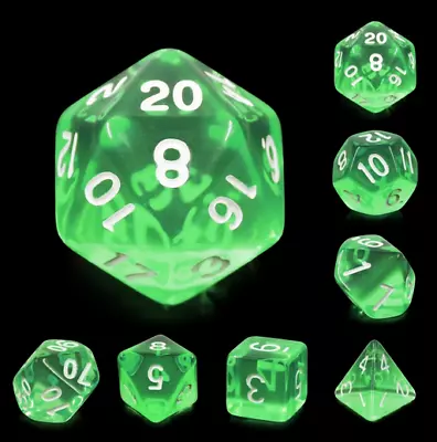 NEW RPG Dice Set Of 7 - Gem Emerald D4 D6 D8 D10 D12 D20 D00-90 • $7.19