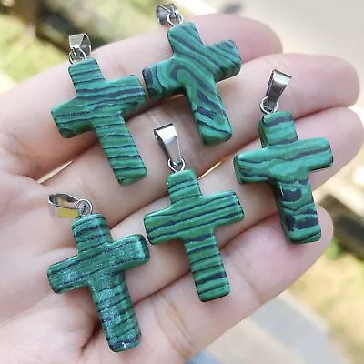 Malachite Gem Tree Of Life Necklace Chakra Cross Reiki Healing Amulet • $2