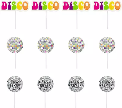 12Pcs 70'S Disco Ball Cake Decorations Disco Theme Cupcake Picks Dessert • £5.39