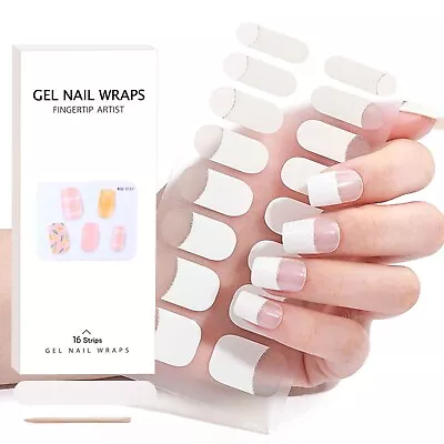 Semi Cured Gel Nail Strips French Tip 20 PCS White Tips Clear Base Gel Nail • $5.18