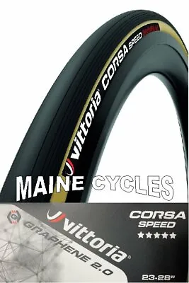 Vittoria Corsa Speed G 2.0 Tubular 700 X 23 Black / Tan-gum Sidewall  USA Based • $109.90