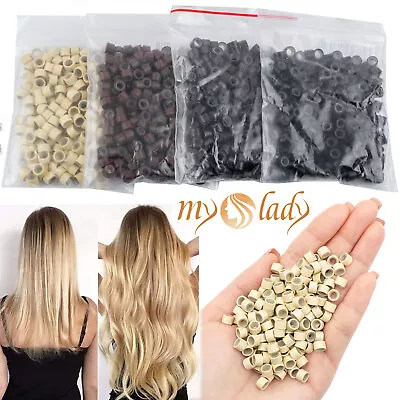 200-1000PCS Nano Ring Micro Links Beads Silicone Lined For I Tip Hair Extensions • $6.37