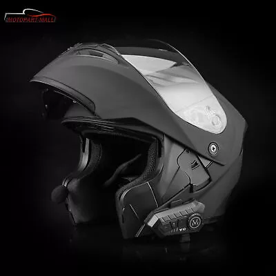 DOT Modular Motorcycle Bluetooth Helmet Full Face Dual Visor FlipUp Black Helmet • $86.44