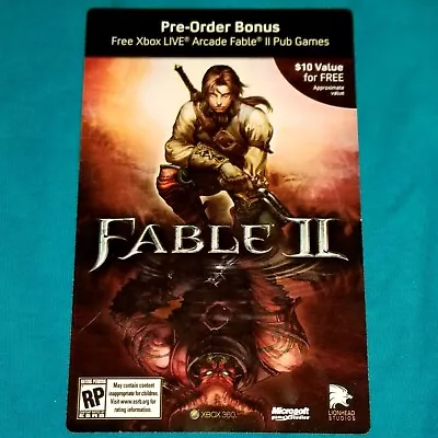 RARE Fable II Pub Games Pre-Order Bonus Content Card Xbox 360 Mini 2 2008 Gold • $8.99