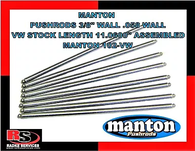 VW MANTON  STOCK LENGTH  HI REV 4140 CHROMOLY 3/8 - .058  ASSEMBLED Push Rods • $114.76