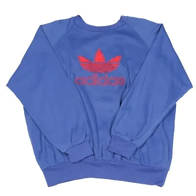 Vintage ADIDAS Spell Out Sweatshirt Medium Trefoil Originals Embroidered • $67.35