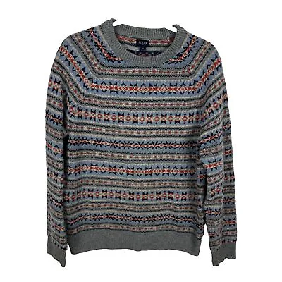 J Crew Knit Sweater Mens M Pullover Nordic Fair Isle Holiday Lambs Wool Grandpa • $39.99