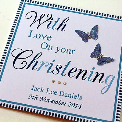 Personalised Handmade Christening Card For A Boy  • £4.25