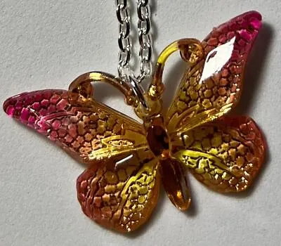 Rainbow Butterfly Necklace NEW Handmade Plastic GIFT Cute Pretty Chain Jewellery • £1.99