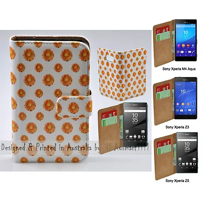 For Sony Xperia Series Yellow Flower Theme Print Wallet Mobile Phone Case Cover • $13.98