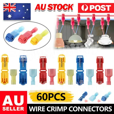 60PCS T-Tap Electrical Wire Crimp Terminals Quick Splice Cable Connectors Kit • $7.95