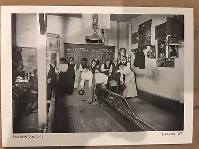 POSTCARD UNPOSTED WYOMING LARAMIE- DUCKPIN BOWLING ALLEY C. 1910 -REPRO • $5