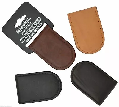 New Marshal Genuine Leather Magnetic Slim Pocket Money Clip Compact Holders • $9.99