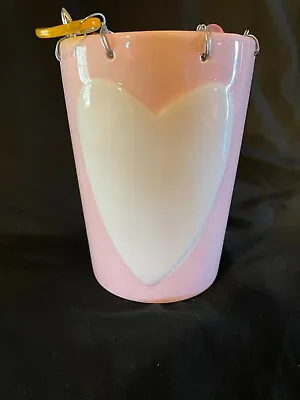 $16.95 • Buy Sandra Magsamen Pink White Heart Vase CLEAN 