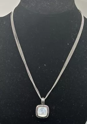 David Yurman Sterling 4 String Chain & Quartz Mother Of Pearl & Diamond Pendant • $1500