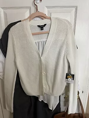 Vera Wang Womens White Asymmetrical Cardigan Sz S New • $16