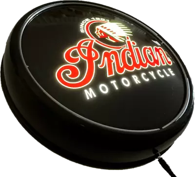 Indian Motorcycle LED Bar Lighting Wall Sign Light Button Black Easter Gifts • $199.95