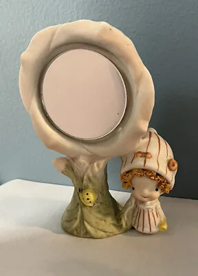 Vintage UCTCI Japan Mirror Figurine Poppet Trixie Girl Snail Ceramic 5” • $8