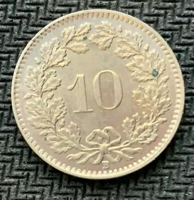 1944 Switzerland 10 Rappen Coin AU+ ( 6 Million Minted )   #C1115 • $21.79