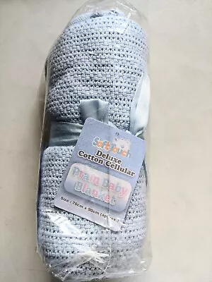 £1.49 • Buy Deluxe Soft Touch 100% Cotton Baby Cellular Blanket  70x90cm - Embroidery