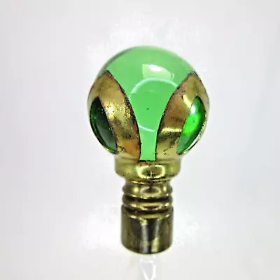 GREEN Finial Glass Marble Vintage Mid Century For Lamp Brass Lotus #2059314 • $21