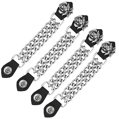 Ladies Women 4 Pc 6 1/2 Inch Motorcycle Vest Extenders Rose 4 Inch Chain Chrome • $21.95