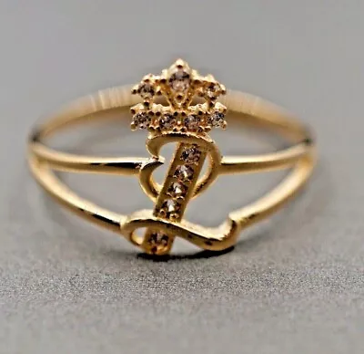 Round Cut Simulated Diamond Initial  L  Letter Ring In 14k Yellow Gold Plated • $142.49