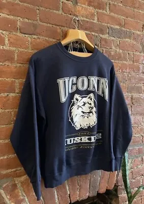 RARE Vintage 90s Lee UCONN HUSKIES Sweatshirt XL NCAA University Connecticut USA • $100