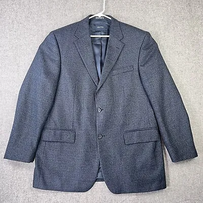 Nautica Men's Blue Lambswool Blazer Houndstooth Sport Coat Jacket Size 44L EUC • $39.98