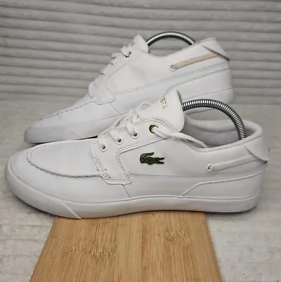 Lacoste Bayliss Deck Shoes 0121 In White Size  UK 8   EU 42  US 9  V.G.C. • £24.95