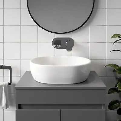 Ceramic Bathroom Vanity Wash Basin Sink Countertop Oval Modern 480 X 350mm White • £54.97