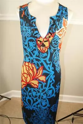 Vivienne Vivienne Tam Womens Blue Floral Pattern Dress Size M  (dr 200) • $24.49
