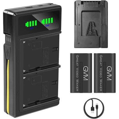 $129 • Buy GVM 2x NP-F970 7.2V 6600mAh Li-Ion Batteries With Dual Charger, V-Mount Adapter