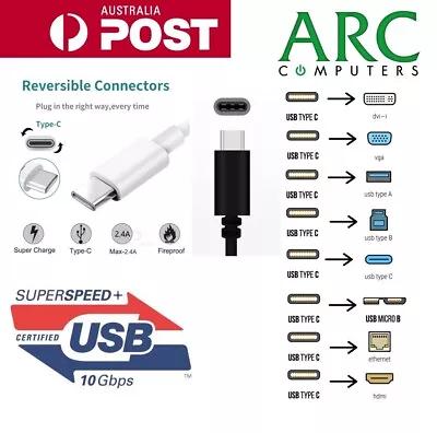 USB-C Type C To DVI VGA Lan HDMI 4K USB C USB 2.0 3.0 Adapter Cable Convertor • $7.50