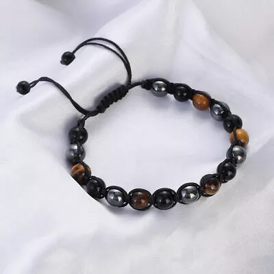 Men Thriple Protection Bracelets Tiger Eye Obsidian Magnetic Hematite Bracelets • $7.99