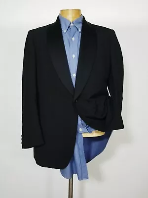 Hickey Freeman 50s 40R Vintage Crossweave Shawl Lapel Black Blazer Jacket Tuxedo • $299.95