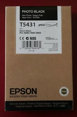 10/2018 NIB Genuine Epson 110ml Ink T5431 Photo Black Stylus Pro 4000/7600/9600 • $49.89