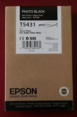 11/2011 NIB Genuine Epson 110ml Ink T5431 Photo Black Stylus Pro 4000/7600/9600  • $39.89