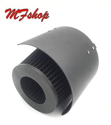 Black 3 Inch 3  76mm Cold Air Intake Cone Filter Universal Fit + Heat Shield • $32.99