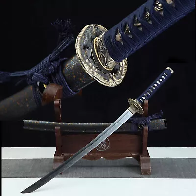 Polished Wakizashi Clay Tempered T10 Steel Japanese Samurai Sword Razor Sharp • $136.99