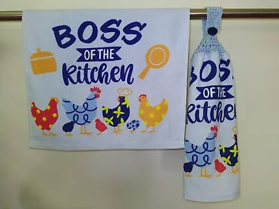 2 Double Thickness Terry Hand Towels Towel Set 1 Button Top Towel Chicken Boss • $18.95