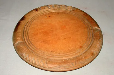 Late 1800's English Victorian Antique Carved Wood Round Bread Board • $110.38