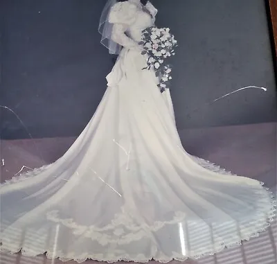 Vintage Wedding Dress 1990's Satin With Custom Sequins And Matching Tiara.   • $60