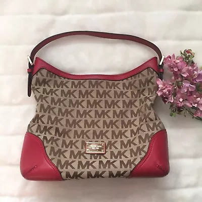 Michael Kors Millbrook Signature Jacquard Large Red Shoulder Hobo Bag • $124.98